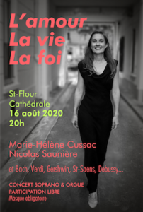 Marie-Hélène Cussac Affiche du CONCERT L'amour, la vie, la foi, Saint-Flour le 16 août 2020